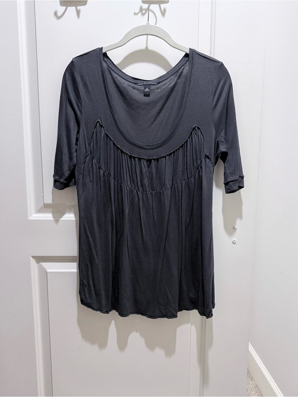 Banana Republic Charcoal Scoop-Neck Gathered Tunic